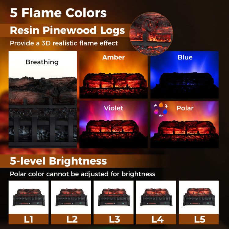 Infrared electric fireplace insert with adjustable flame colors
