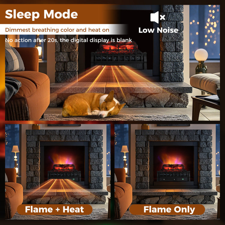 Infrared quartz electric fireplace insert with thermostat