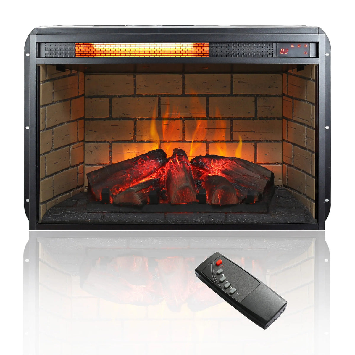 Infrared quartz heater fireplace insert for up to 400 sq. ft.