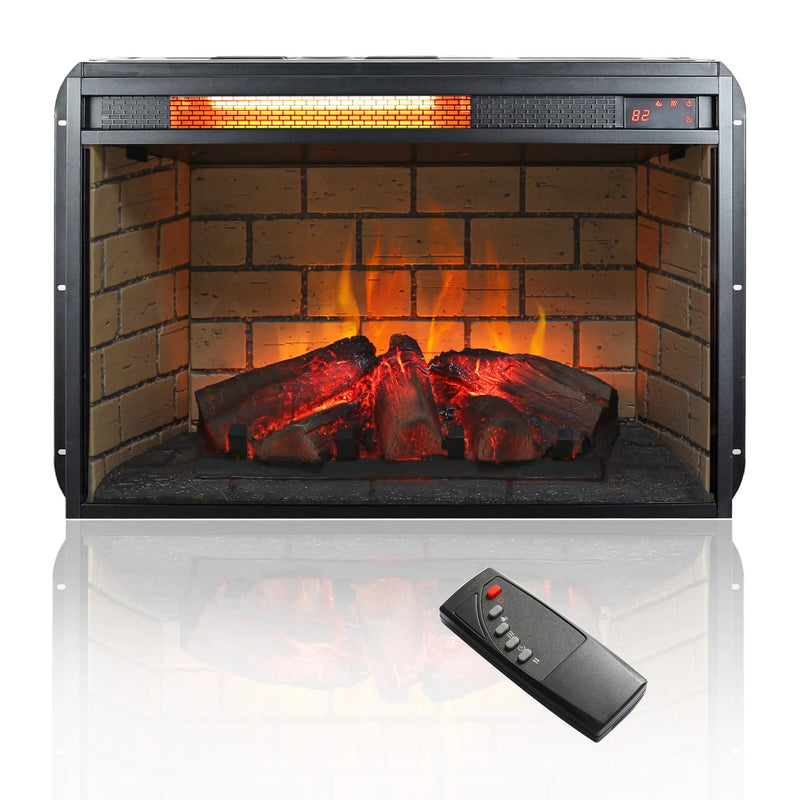 Infrared quartz heater fireplace insert for up to 400 sq. ft.
