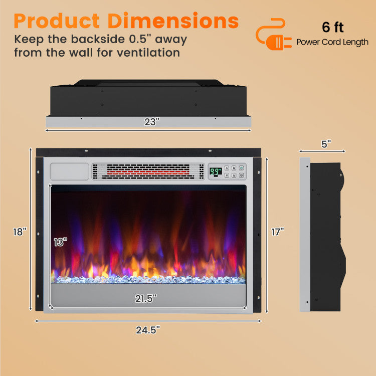 Electric fireplace insert with efficient infrared quartz heating