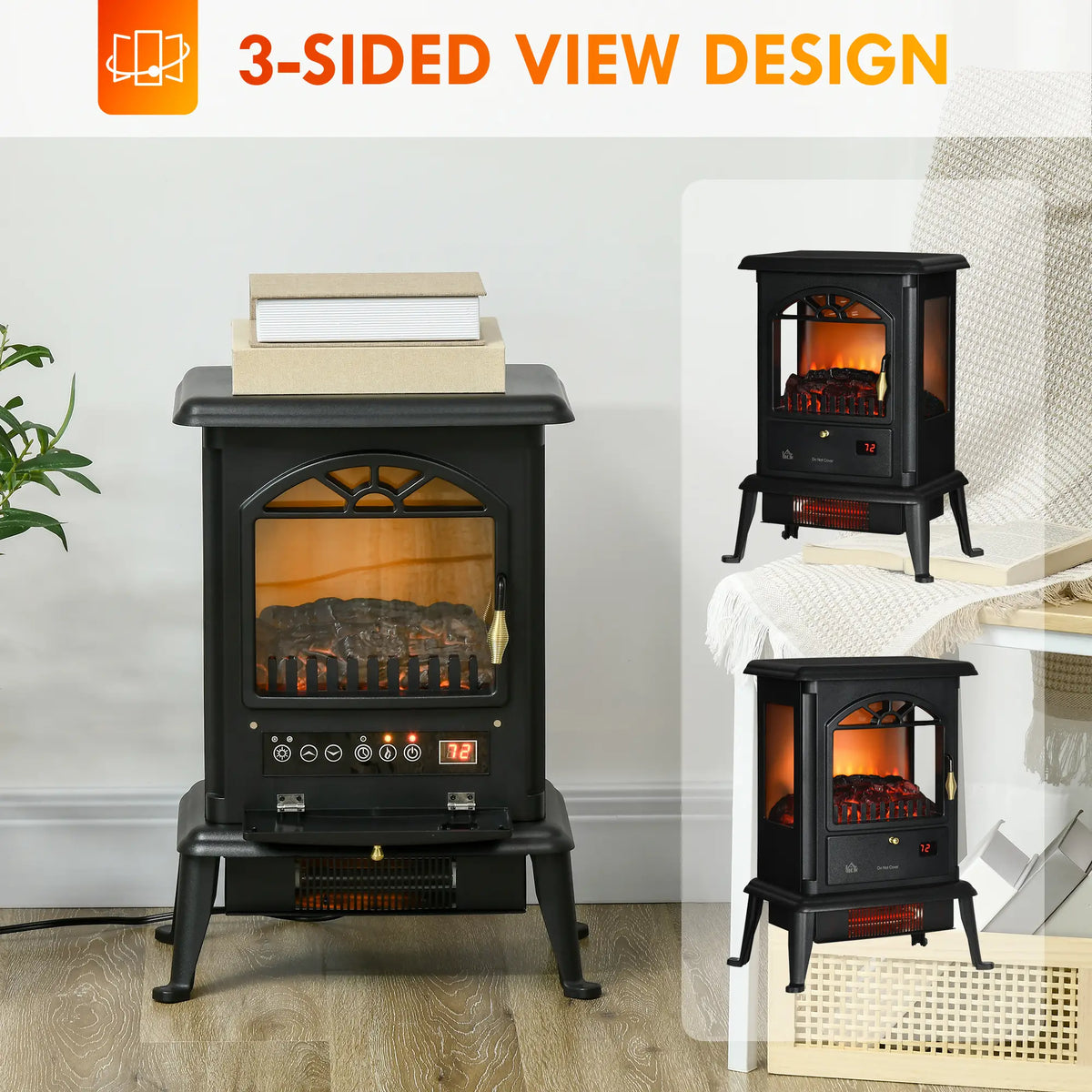 Infrared Fireplace Heater for Living Room, Bedroom, or Office