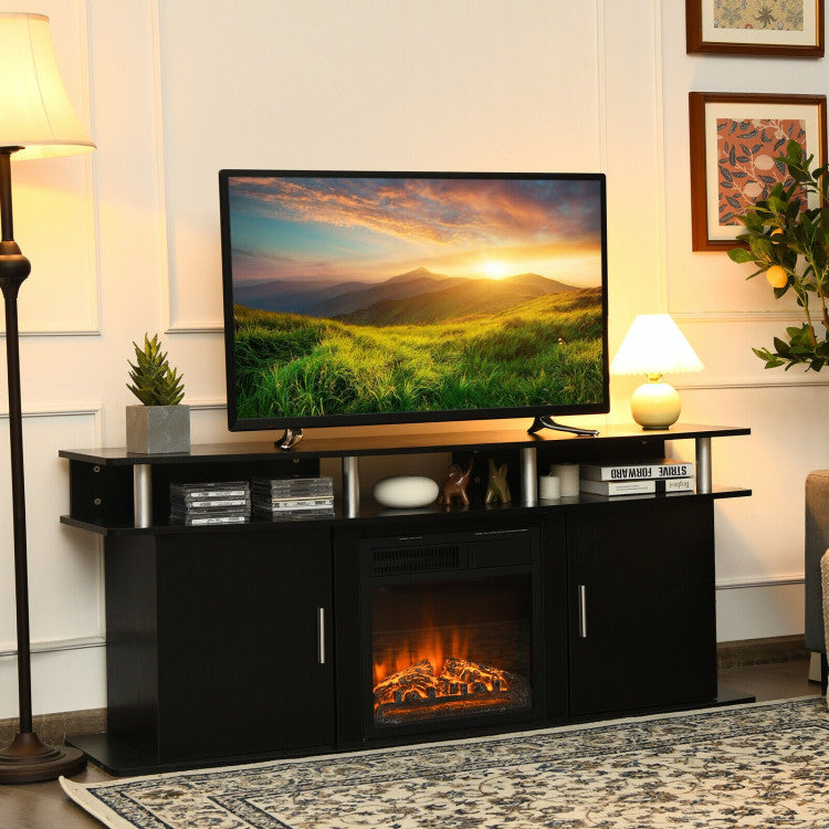 Large white TV cabinet with fireplace insert option