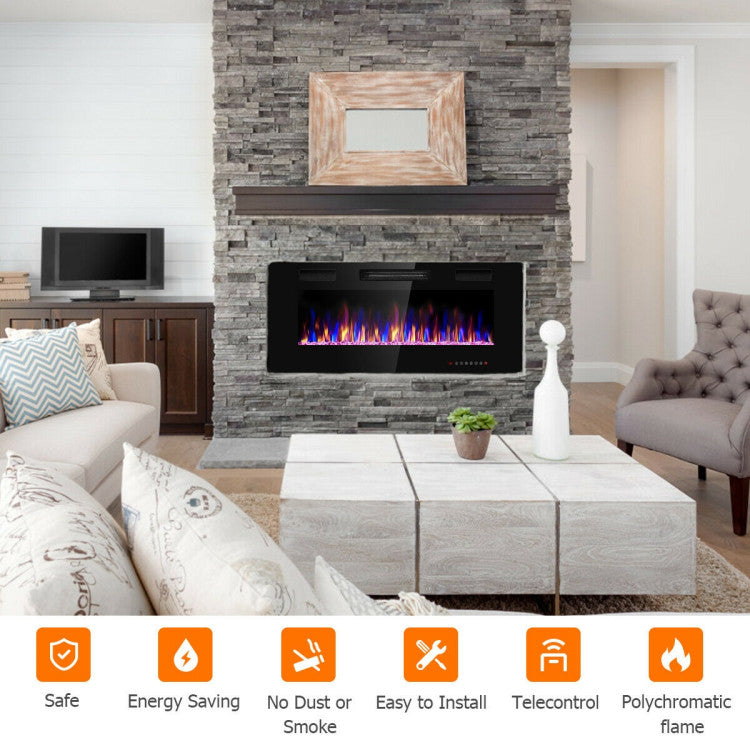 Living room with modern electric fireplace