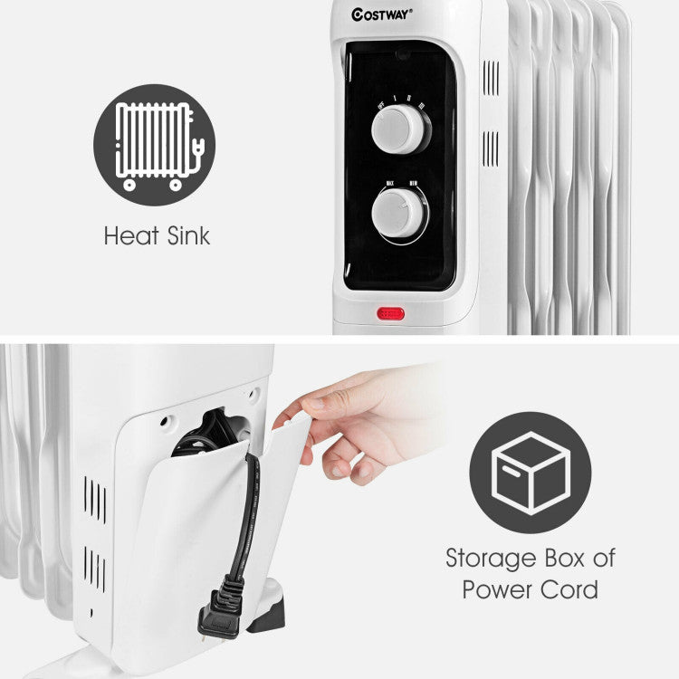 Oil-filled heater with sealed reservoir and no maintenance