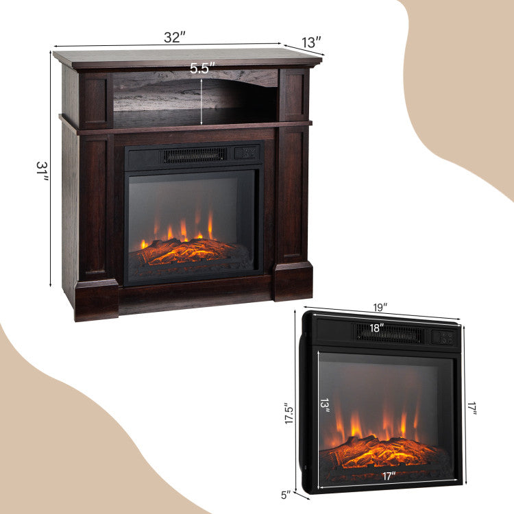 Fireplace with mantel and TV unit for living room