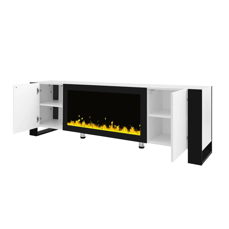 Media Cabinet with Fireplace and Storage Organizer