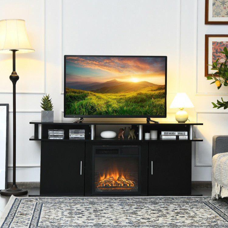 Modern media console with fireplace TV stand feature