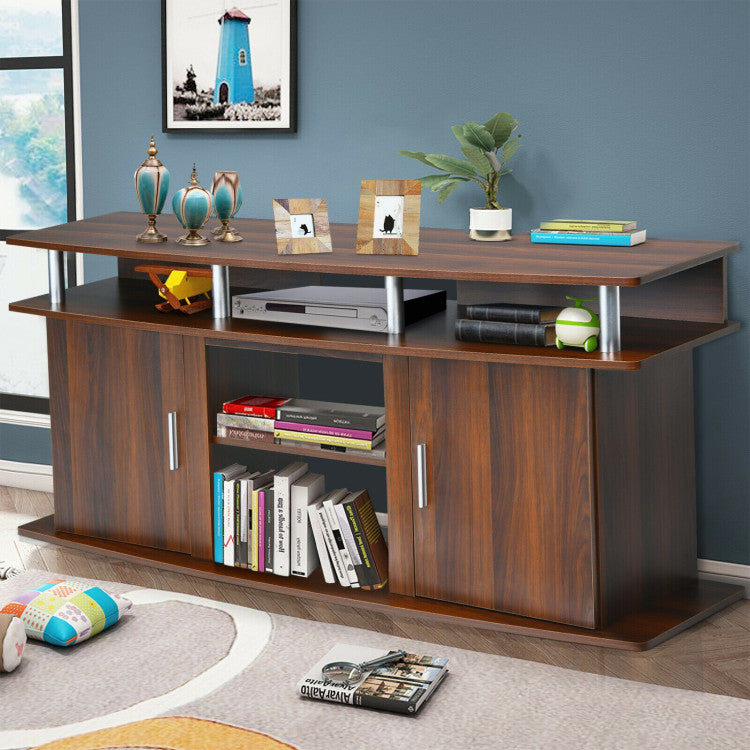 Media console with space for inserting electric fireplace