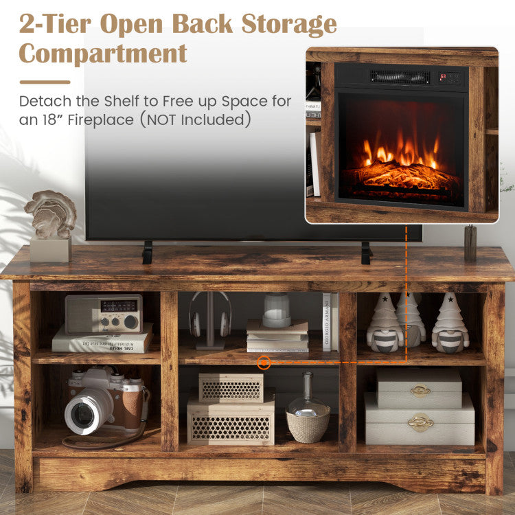 Media console with combo TV and fireplace use