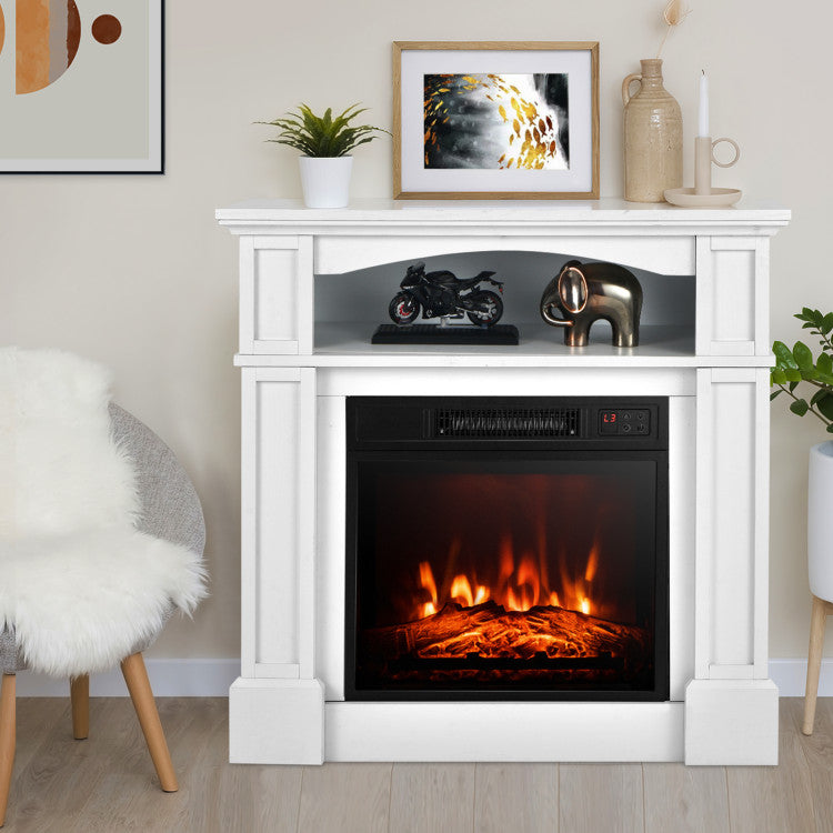 Media console with electric heater and fireplace integration