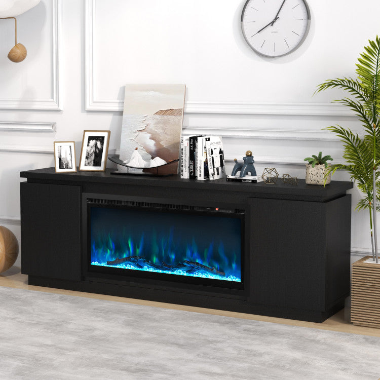 TV unit with media storage and electric fireplace