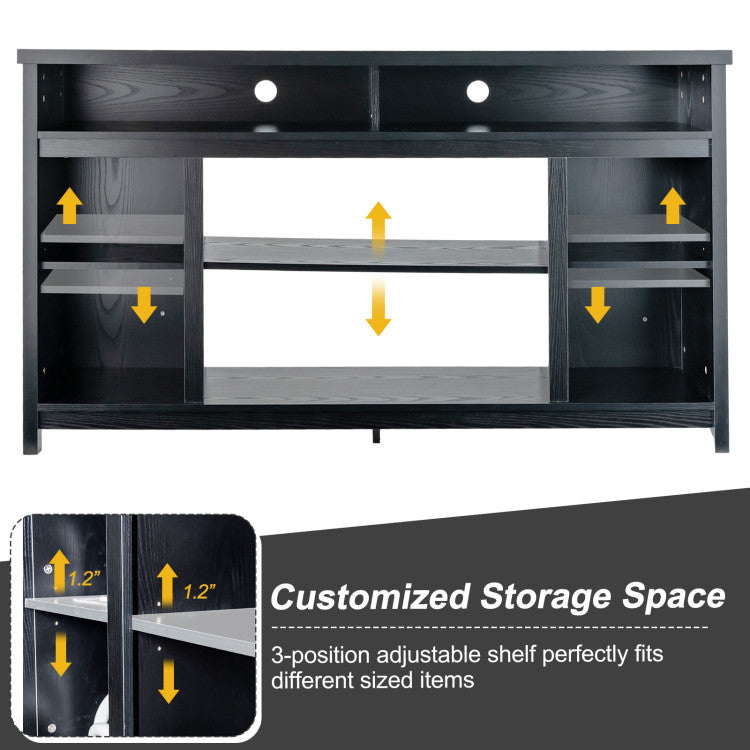 Media table with cutout space for electric fireplace