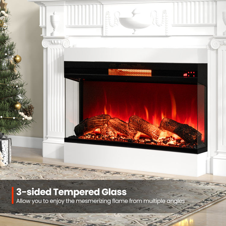 Modern 3-Sided Electric Fireplace Insert