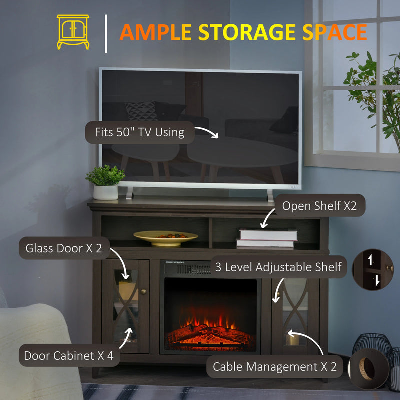 Modern Electric Fireplace TV Unit with Adjustable Shelves