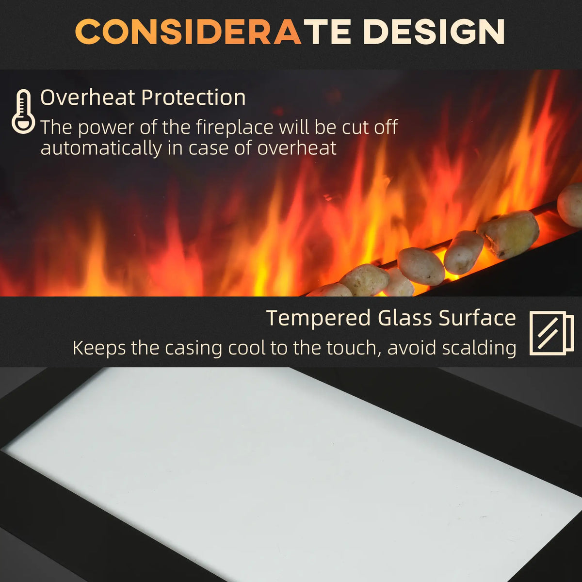 Modern electric fireplace, ideal for bedrooms and cozy spaces.