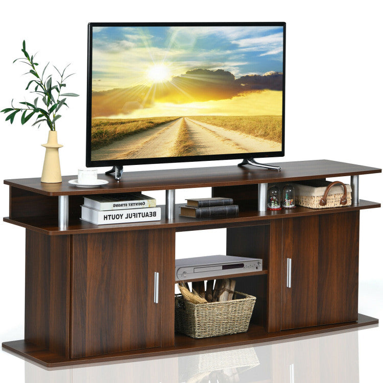Modern TV stand with space for electric fireplace and ample storage