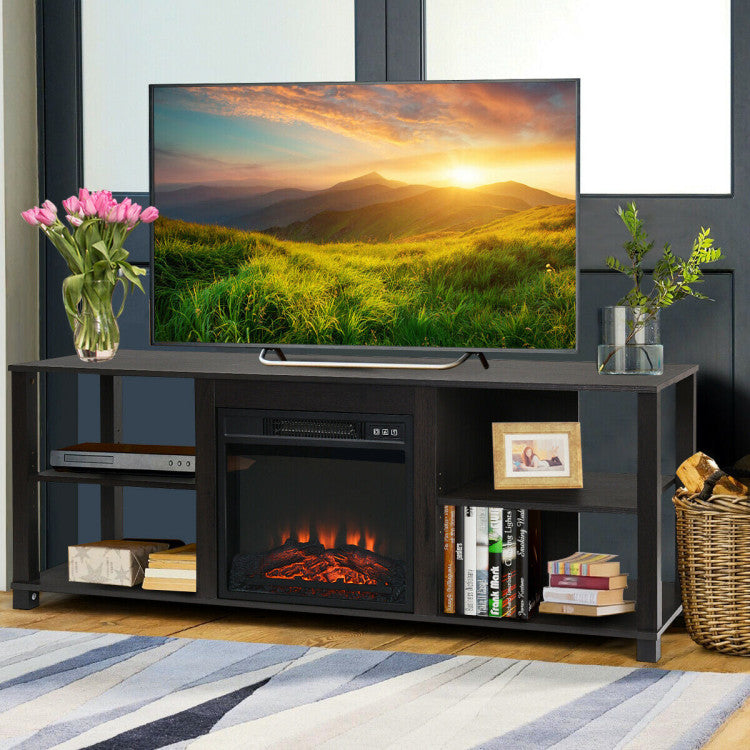 Modern TV cabinet with fireplace insert space and adjustable shelves