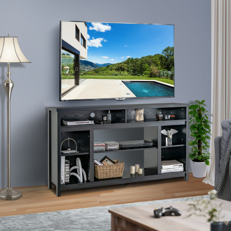 Modern TV console table with fireplace-ready shelf