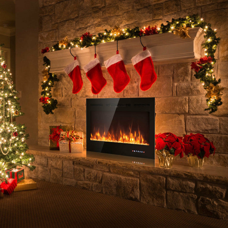 Modern 40-inch wall-mounted electric fireplace for home
