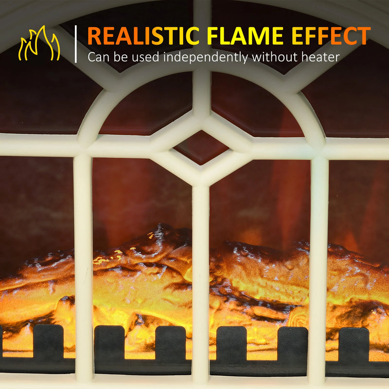 Cream electric fireplace stove with sleek design and overheat protection for added safety