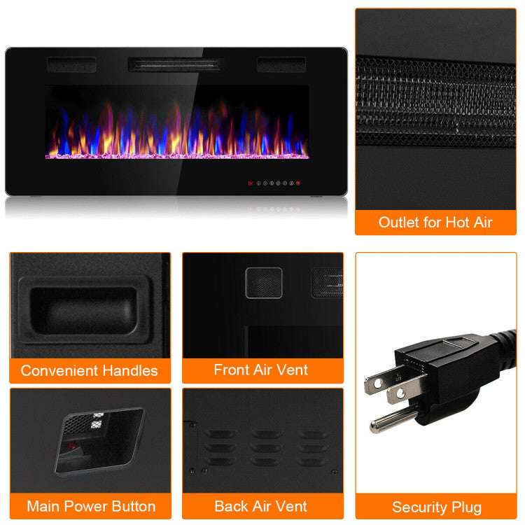 Multi-color flame display electric fireplace