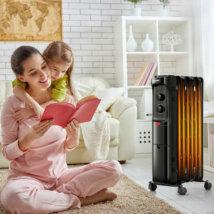 Oil-filled electric heater for home use