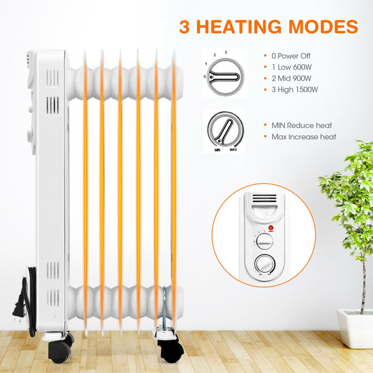 Oil heater operating without noise or light