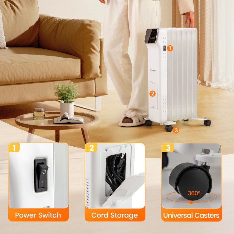 1500W Oil Heater Ideal for Large Rooms up to 300 sq.ft