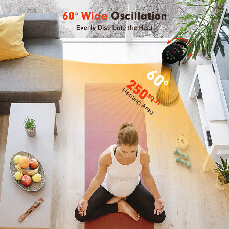 Oscillating ceramic space heater with remote control