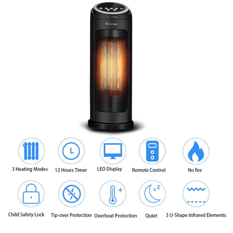 1500W oscillating space heater distributing heat across room
