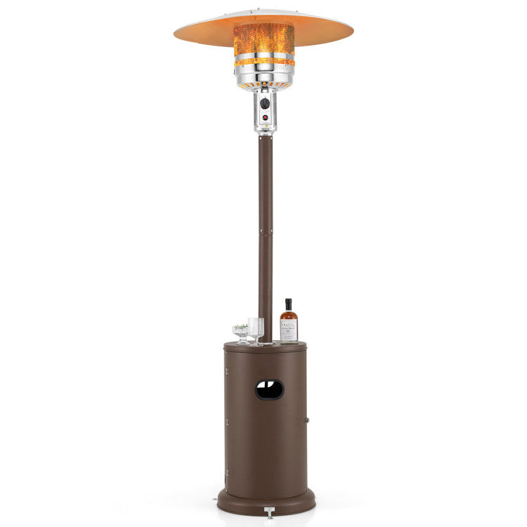 Heater setup on wooden deck