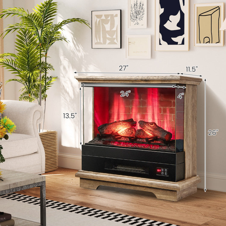 Portable Electric Fireplace in Brown, Black, White