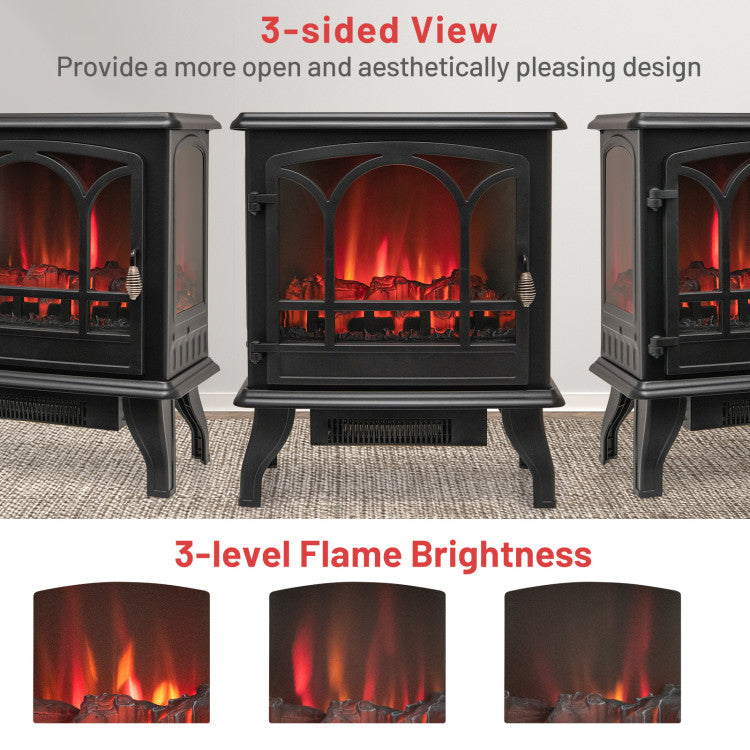 Compact electric stove heater used in bedroom for warmth