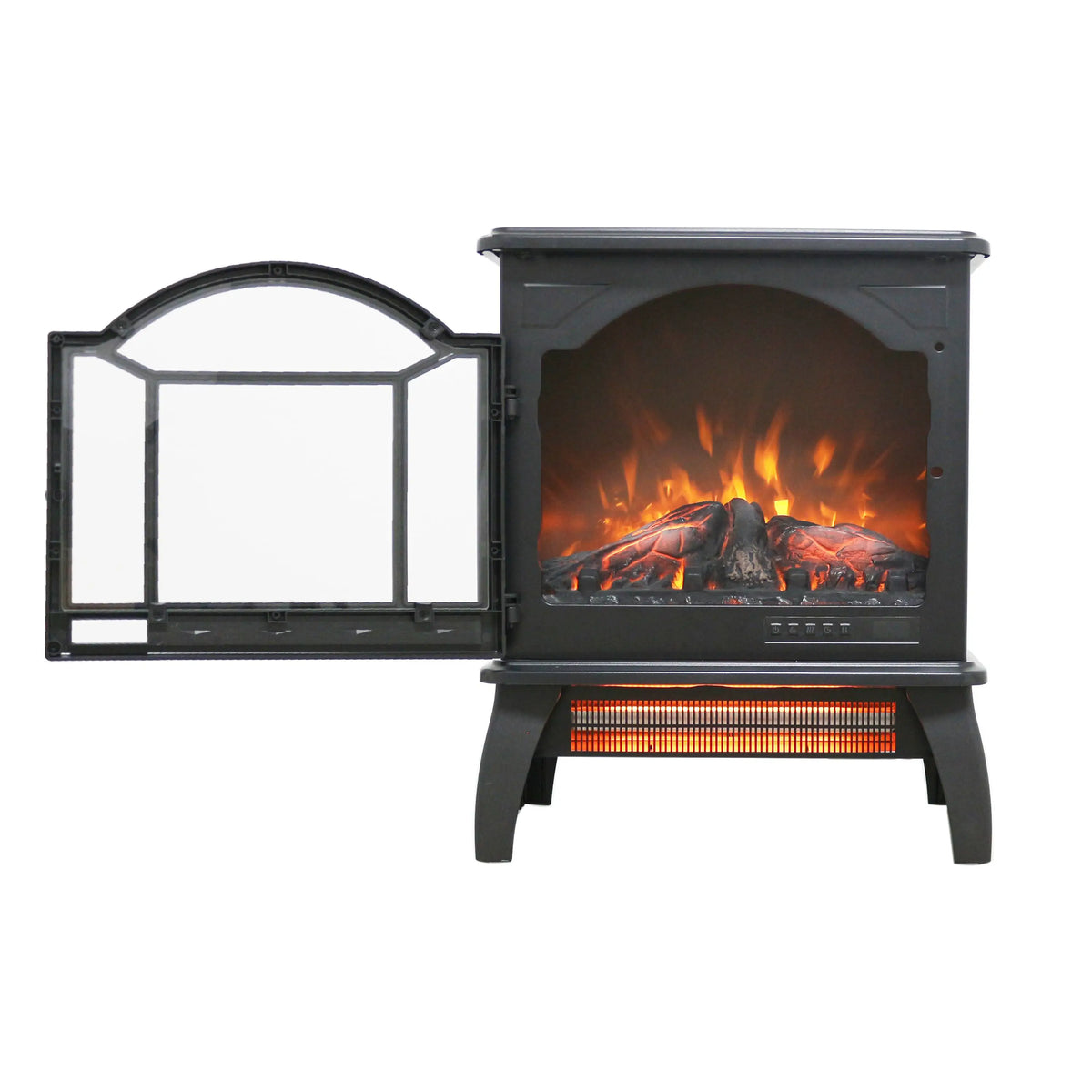 Electric fireplace stove with remote control and adjustable settings