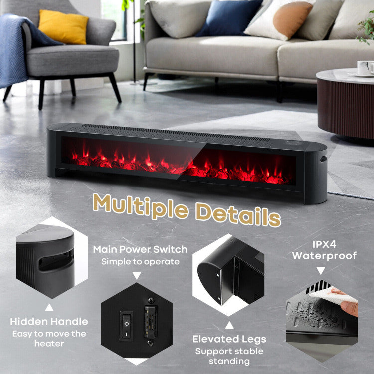 Portable electric heater with sleek baseboard design