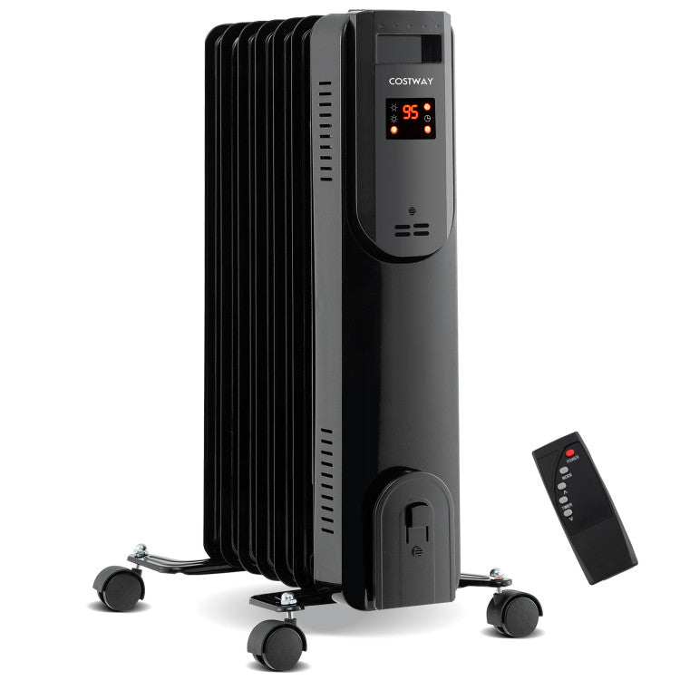 Portable electric heater with wheels and handle for easy movement