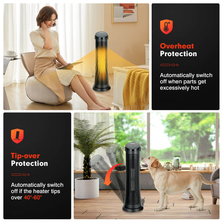 Portable space heater with handle and 24-hour timer