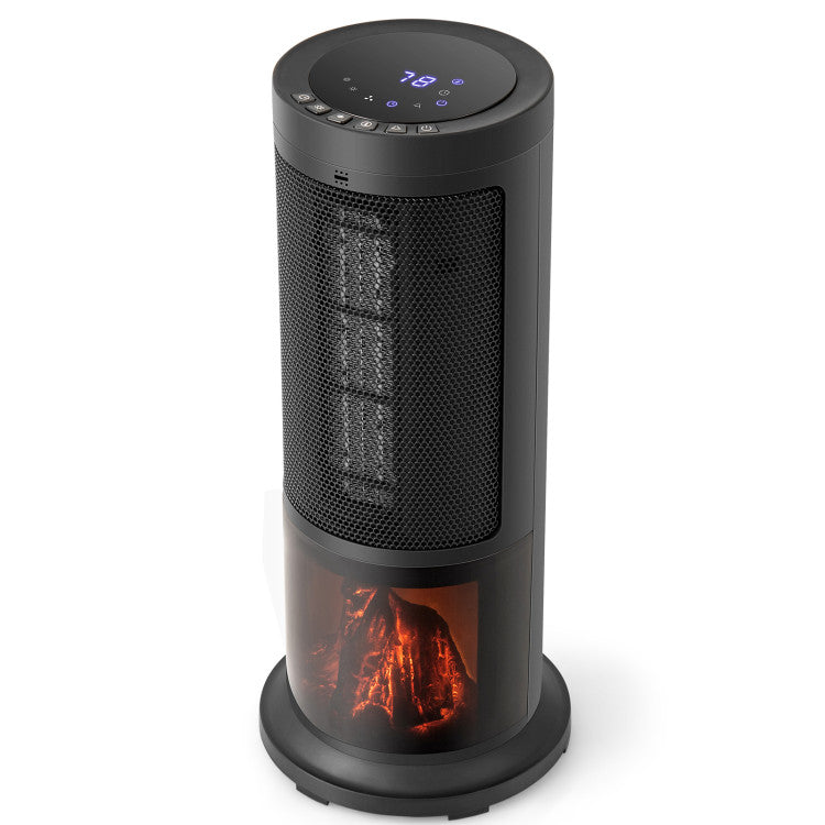 Portable space heater controlled via remote and top panel