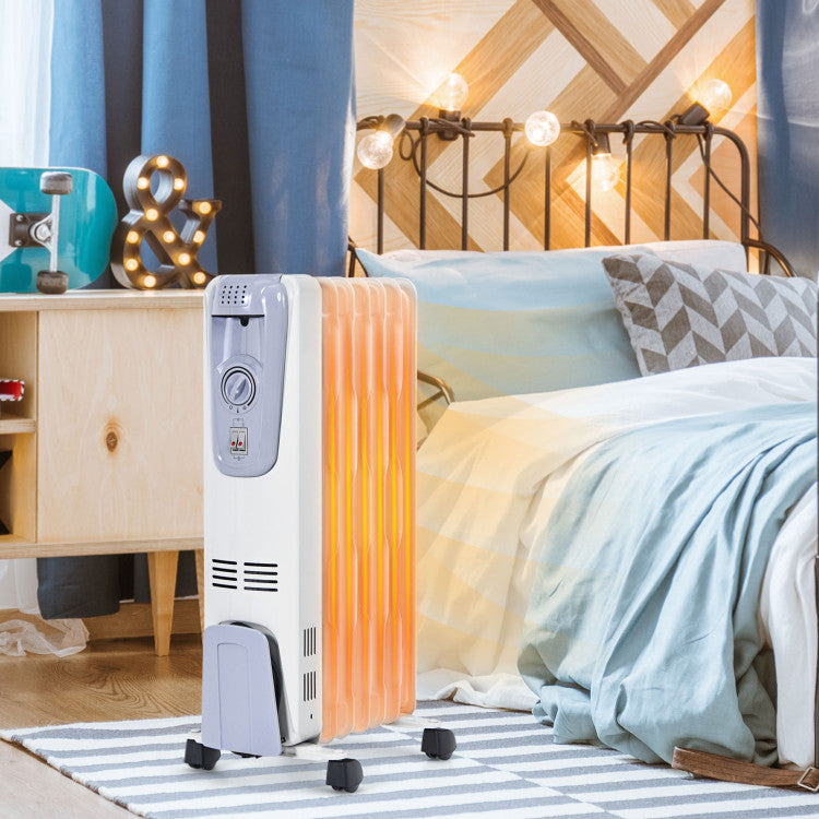 Side angle of portable space heater with smooth-glide wheels