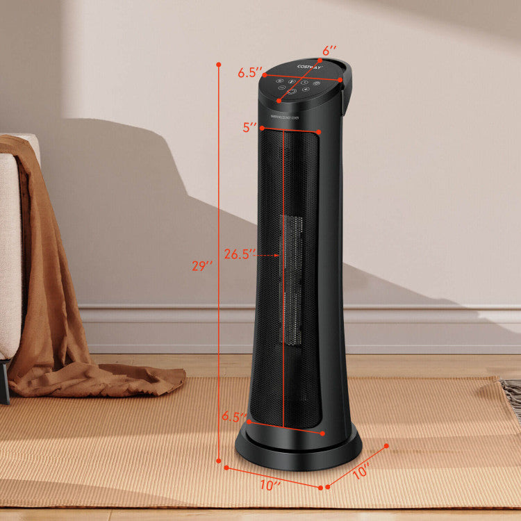 PTC ceramic heater with adjustable thermostat settings