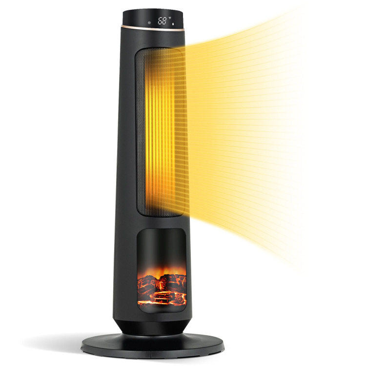  Front view of 1500W PTC ceramic space heater with 3D flame effect