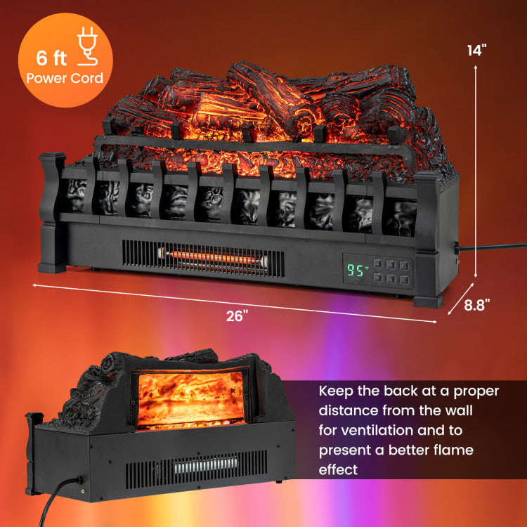 Quiet 42dB electric fireplace heater ideal for bedrooms and indoor spaces