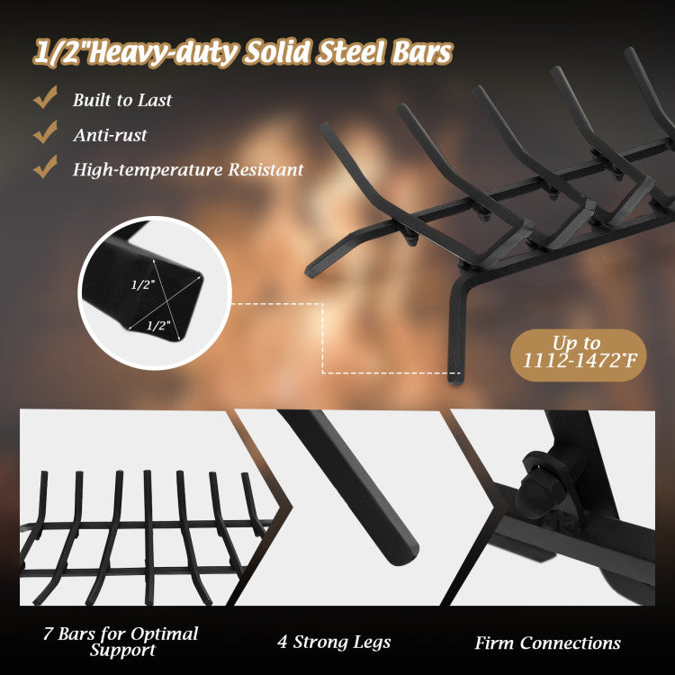 Raised firewood grate for outdoor pit