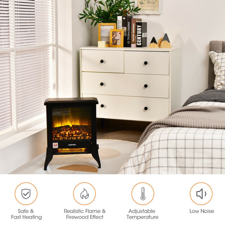 Real looking electric fireplace with glowing log flame effect