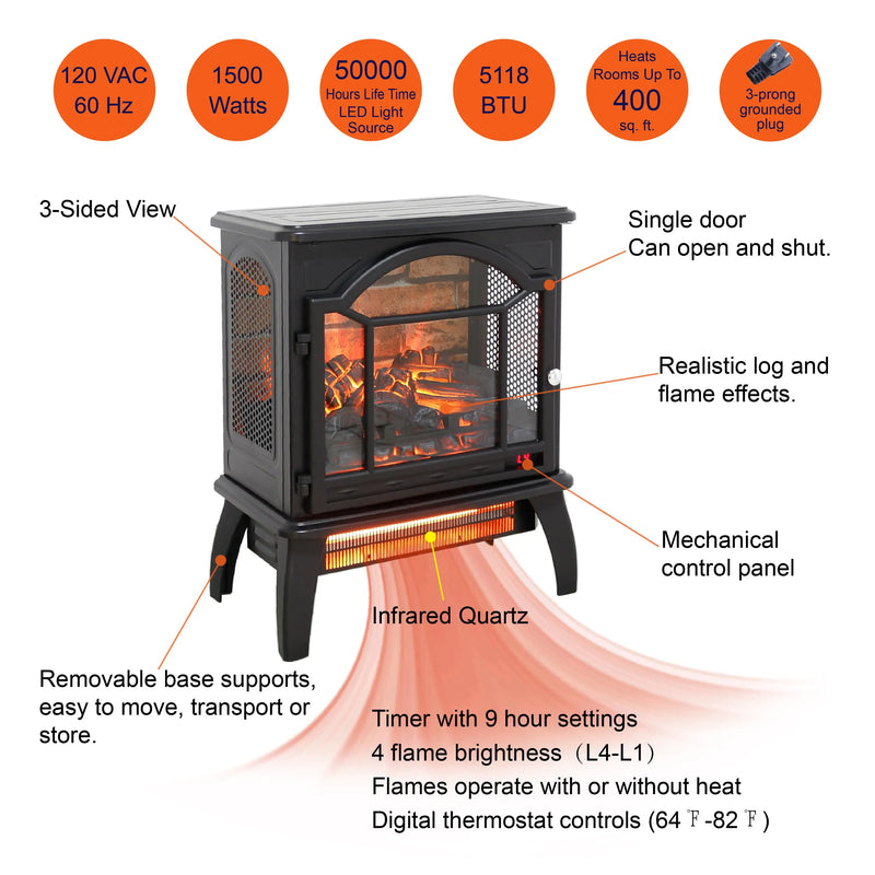 Realistic 3D flame effect with three-sided viewing