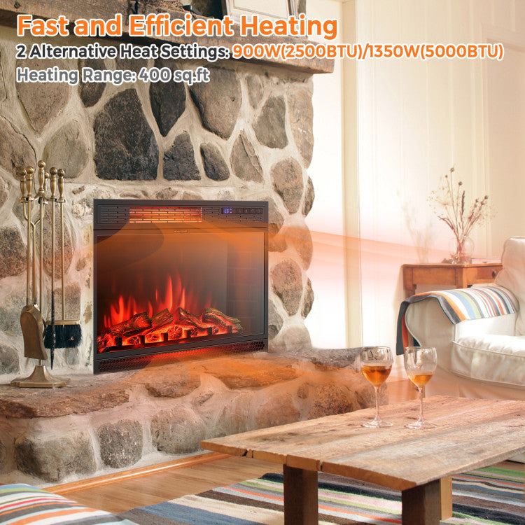 Realistic flame effect with 3 color and 4 brightness options