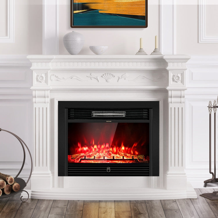 Electric fireplace with 3-color flame effects and realistic log set