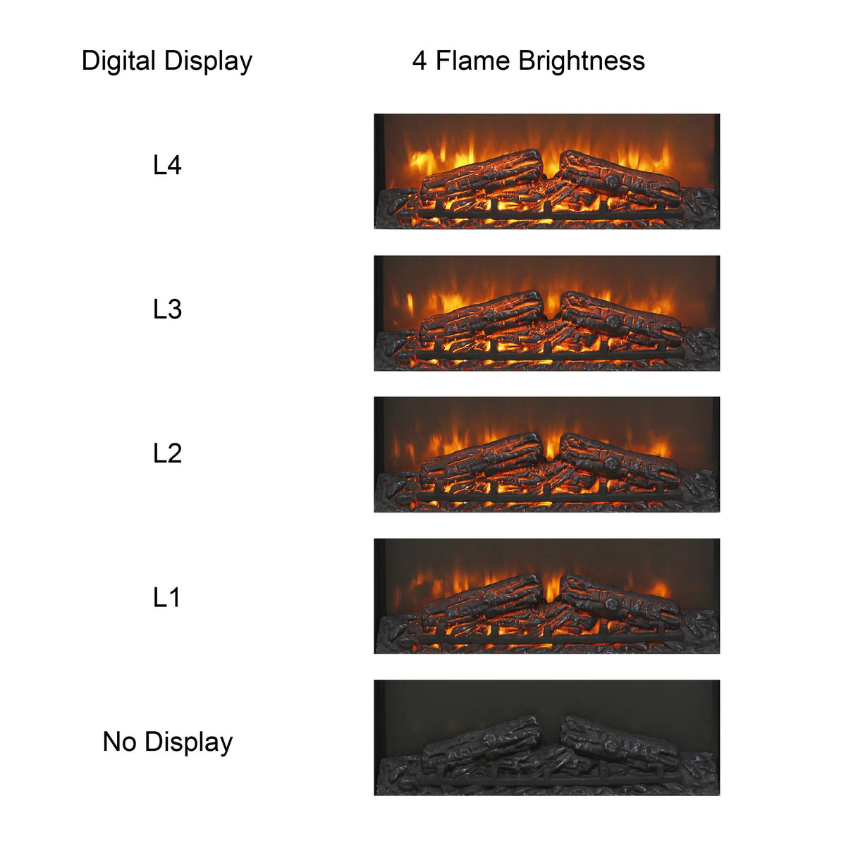 Realistic Flame Effect Electric Fireplace Insert – Adjustable Brightness