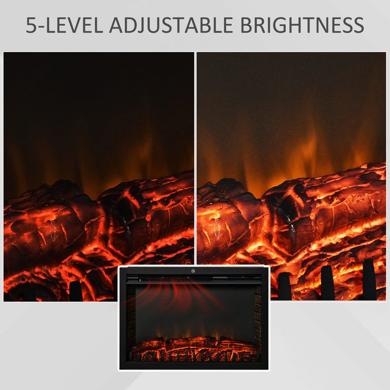 LED flame effect with glowing log and ember bed